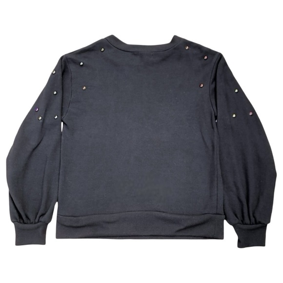 Iridescent Beaded Black Sweatshirt Size Small - Picture 4 of 5